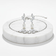 CUBIC ZIRCONA COLLECTION - PRECIOUS PEARL SET - COLLECTION 1A SILVER