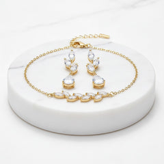 CUBIC ZIRCONIA COLLECTION - DAINTY ELEGANCE BRACELET SET - COLLECTION 2A GOLD