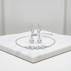 CUBIC ZIRCONIA COLLECTION - DAINTY ELEGANCE BRACELET SET - COLLECTION 2A SILVER