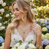 CUBIC ZIRCONIA COLLECTION - CRYSTAL SHIMMER NECKLACE - CZNK222 BLUE