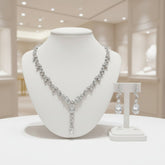 CUBIC ZIRCONIA COLLECTION - SIMULATED DIAMOND DROP NECKLACE SET - CZNK223 SILVER