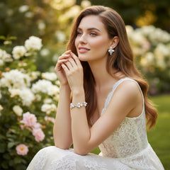 CUBIC ZIRCONIA COLLECTION -FRESHWATER PEARL BRACELET SET -