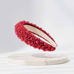 ATHENA COLLECTION - LUXE PEARL HEADBAND - AHB166 RED