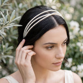ATHENA COLLECTION - TRIPLE PEARL HEADBAND - AHB189 IVORY