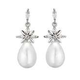 CUBIC ZIRCONIA COLLECTION - PEARL SPARKLE EARRINGS - CZER776 SILVER