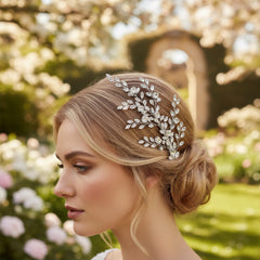 ATHENA COLLECTION - VINTAGE SPRAY HEADPIECE - HC288 SILVER
