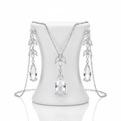 CUBIC ZIRCONIA COLLECTION - GLAM STARLET NECKLACE SET - CZNK224 (SILVER)