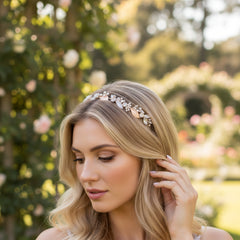 ATHENA COLLECTION - ROMANTIC PEARLESCENT HAIR VINE - GOLD HP241