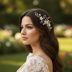 ATHENA COLLECTION - ENCHANTING FLORAL BLOOM HAIR COMB - HC290 GOLD