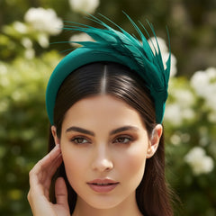 ATHENA COLLECTION - LUXE FEATHER HEADBAND - EMERALD GREEN