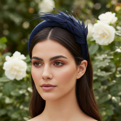 ATHENA COLLECTION - LUXE FEATHER HEADBAND - NAVY BLUE