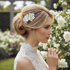 ATHENA COLLECTION - CHIC FLORAL HAIR COMB - HC291 SILVER