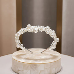 ATHENA COLLECTION - CHIC PEARL HEADBAND - AHB195 SILVER