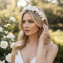 ATHENA COLLECTION - FLORAL ENCHANTMENT HEADBAND - AHB196 SILVER