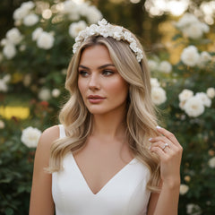 ATHENA COLLECTION - FLORAL ENCHANTMENT HEADBAND - AHB196 SILVER