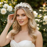 ATHENA COLLECTION - FLORAL ENCHANTMENT HEADBAND - AHB196 SILVER