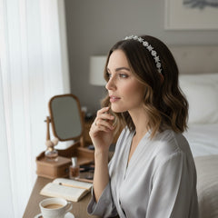 ATHENA COLLECTION - JEWELLED ART DECO STYLE HEADPIECE - HP243 SILVER