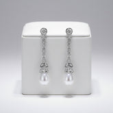 CUBIC ZIRCONIA COLLECTION - VINTAGE PEARL DROP EARRINGS - CZER779 SILVER