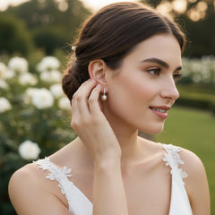 CUBIC ZIRCONIA COLLECTION - DAINTY PEARL DROP EARRINGS - CZER780 GOLD