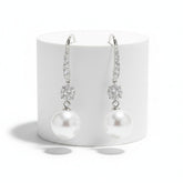 CUBIC ZIRCONIA COLLECTION - BEJEWELLED PEARL EARRINGS - CZER781 SILVER