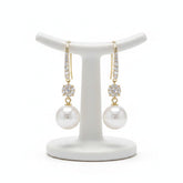 CUBIC ZIRCONIA COLLECTION - BEJEWELLED PEARL EARRINGS - CZER781 GOLD