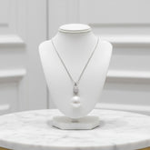 CUBIC ZIRCONIA COLLECTION - BEJEWELLED PEARL NECKLACE - CZNK225 SILVER