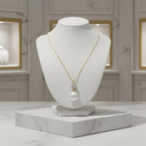 CUBIC ZIRCONIA COLLECTION - BEJEWELLED PEARL NECKLACE - CZNK225 GOLD