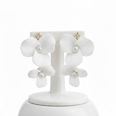 ATHENA COLLECTION - HOLLYWOOD STYLE FLOWER EARRINGS - CZER666 GOLD