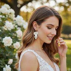 ATHENA COLLECTION - HOLLYWOOD STYLE FLOWER EARRINGS - CZER666 GOLD