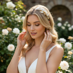 ATHENA COLLECTION - EXQUISITE ROSE HEADBAND - AHB197 GOLD