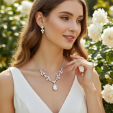 CUBIC ZIRCONIA COLLECTION - CRYSTALLURE NECKLACE SET - SILVER CZNK227