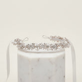 ATHENA COLLECTION - PEARL GARLAND BRIDAL BELT - BELT50 - SILVER