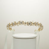 ATHENA COLLECTION - PEARL GARLAND BRIDAL BELT - BELT50 - GOLD
