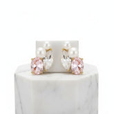 CUBIC ZIRCONIA COLLECTION - DAINTY PINK SPARKLE EARRINGS - CZER784 GOLD