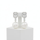 CUBIC ZIRCONIA COLLECTION - STARLET GLAM EARRINGS - CZER785 SILVER