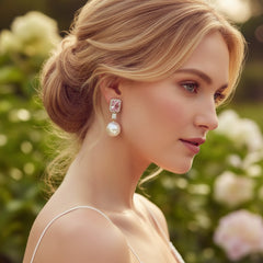 CUBIC ZIRCONIA COLLECTION - STARLET GLAM EARRINGS - CZER785 GOLD