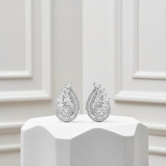 CUBIC ZIRCONIA COLLECTION - VINTAGE CHIC EARRINGS - CZER787 SILVER