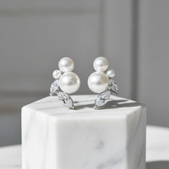 CUBIC ZIRCONIA COLLECTION - PEARL GEM EARRINGS - CZER788 SILVER
