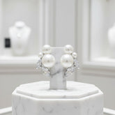 CUBIC ZIRCONIA COLLECTION - PEARL GEM EARRINGS - CZER788 SILVER