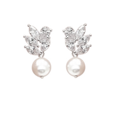 CUBIC ZIRCONIA COLLECTION - DAINTY PEARL DROP EARRINGS - CZER790 SILVER