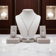 CUBIC ZIRCONIA COLLECTION - DAZZLING STARLET NECKLACE SET - CZNK229 SILVER
