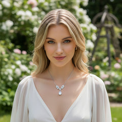 CUBIC ZIRCONIA COLLECTION - VINTAGE VINE NECKLACE - CZNK125 SILVER