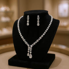 CUBIC ZIRCONIA COLLECTION - LUXE STARLET DROP NECKLACE SET - CZNK233