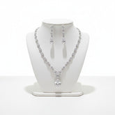 CUBIC ZIRCONIA COLLECTION - EXQUISITE DROP NECKLACE SET - CZNK234 SILVER