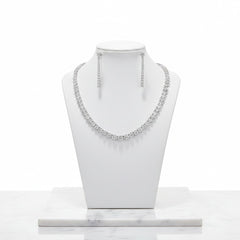 CUBIC ZIRCONIA COLLECTION - CHIC ELEGANCE NECKLACE SET - CZNK235 SILVER