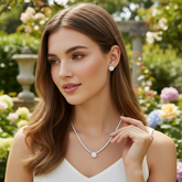 CUBIC ZIRCONIA COLLECTION - CLASSIC CRYSTAL NECKLACE SET - CZNK236 SILVER