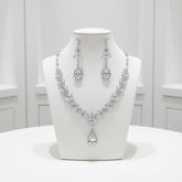 CUBIC ZIRCONIA COLLECTION - CRYSTAL SHIMMER NECKLACE - CZNK222 SILVER
