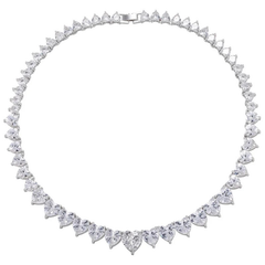 CUBIC ZIRCONIA COLLECTION - LUXE HEART NECKLACE - CZNK238 SILVER