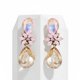 CUBIC ZIRCONIA COLLECTION - CRYSTAL DROP EARRINGS - CZER793 CHAMPAGNE