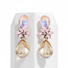 CUBIC ZIRCONIA COLLECTION - CRYSTAL DROP EARRINGS - CZER793 CHAMPAGNE